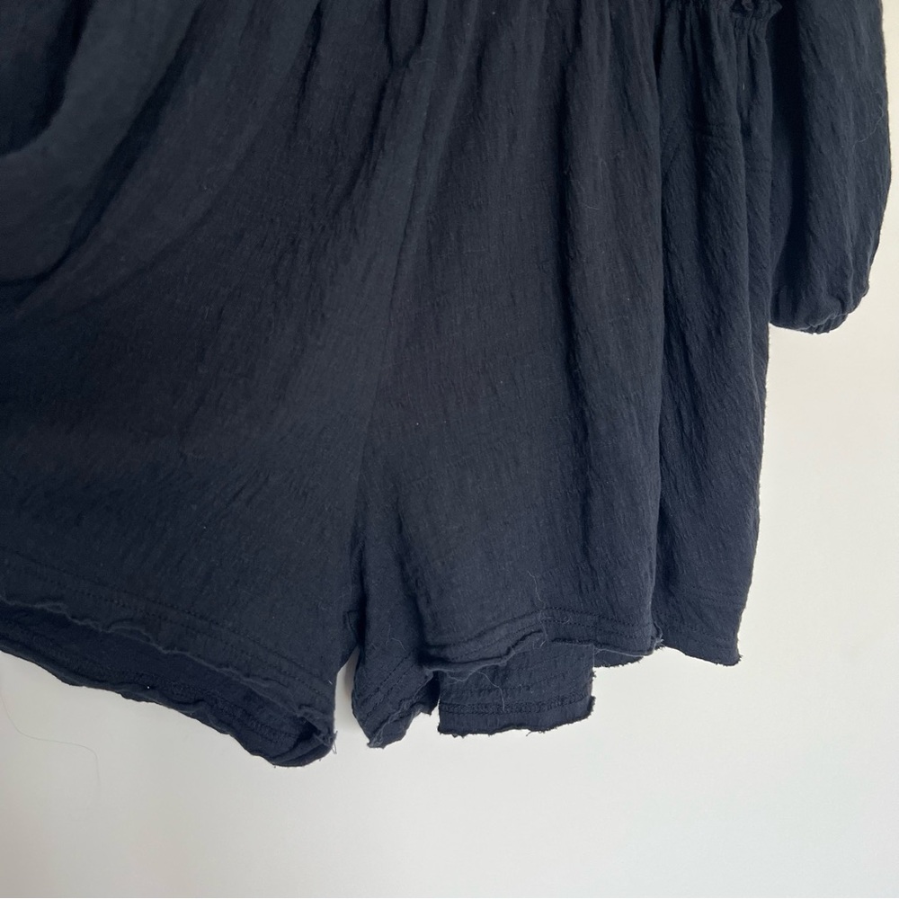 Free People Black Puff Sleeve Romper - Picture 6 of 12